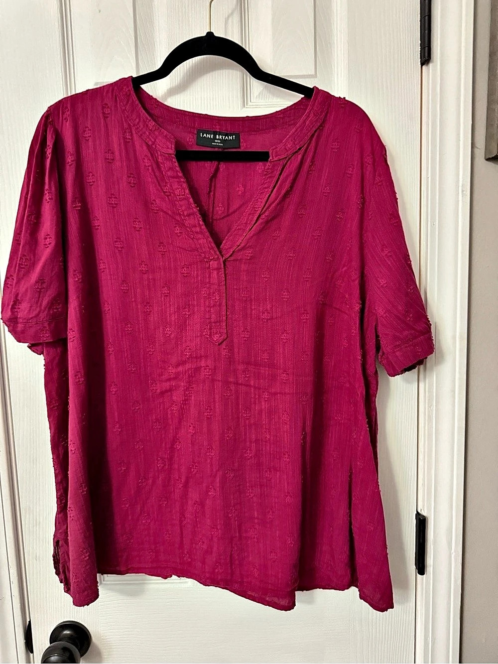 Lane Bryant Textured Short Sleeve Blouse in Pink Size 18/20W